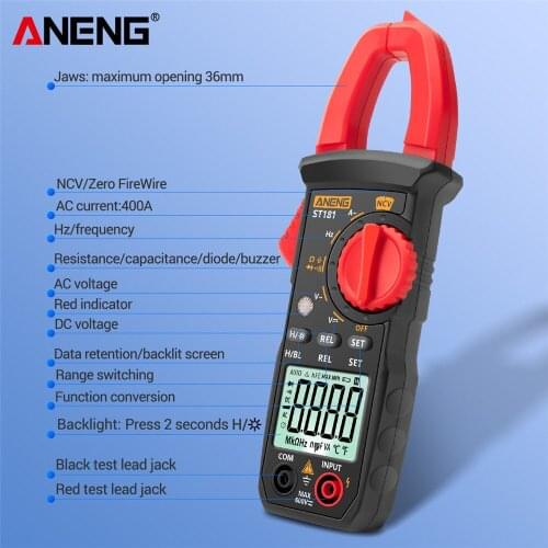 ANENG ST181 Digital Clamp Meter AC Current 4000 Counts 400A Automatic Range Multimeter with Backlight Voltage Meter Clamp Gauge