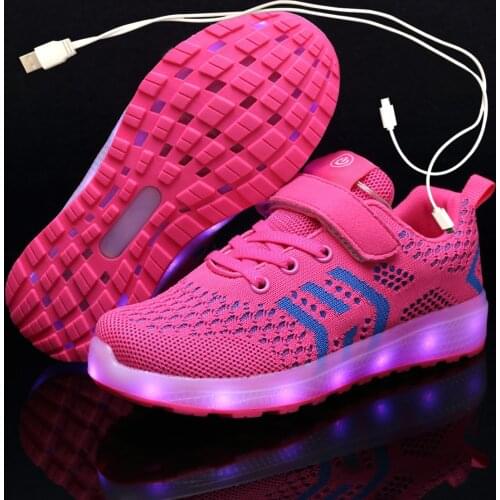 2020 New Kids USB Luminous Sneakers Glowing Children Lights Up Shoes With Led Slippers Girls Illuminated Krasovki Footwear Boys