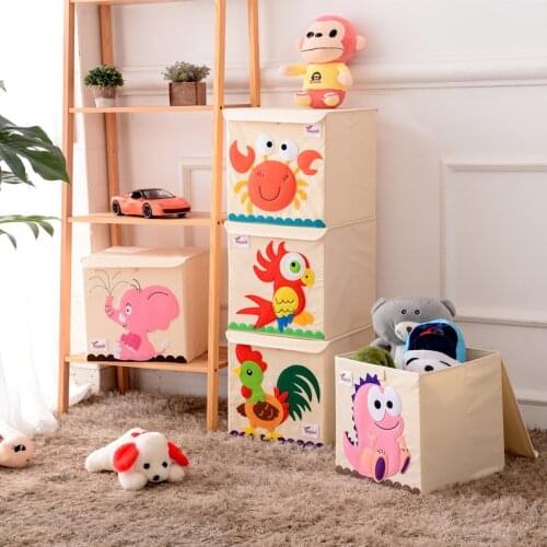 Childrens Fabric Toy Storage Bins Foldable Oxford Cloth Cube Box for Kids 13 inch Room Tidy Organizes with lid storage box