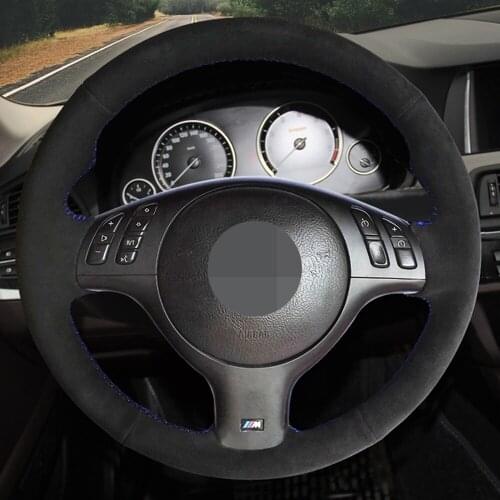 DIY Black Suede Car Steering Wheel Cover For BMW M Sport 3 Series E46 330i 330Ci 5 Series E39 540i 525i 530i M3 M5 2000-2006