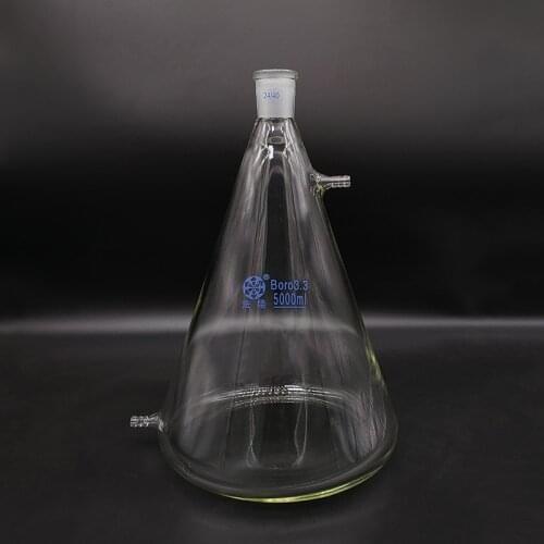 Filtering flask with side tubulature 5000ml 24/40,Triangle flask with upper and bottom side tube,Filter Erlenmeyer,Heavy Wall