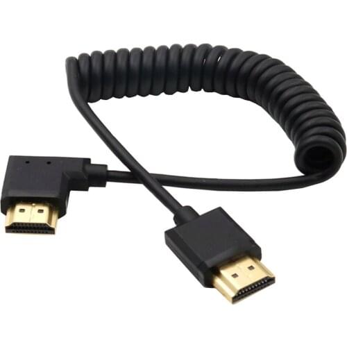 Up/Down/Left/Right Angle HDMI-compatible male to male stretch Spring Curl Thin Cable V2.0 OD 3.2mm 2k*4k @60hz 1.2m/1.8m/2.5m