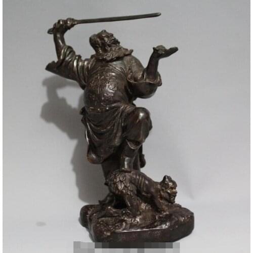 Free shipping S03146 10 Chinese Bronze Zhong Kui Zhongkui Catch Devil Sword Bat Statue