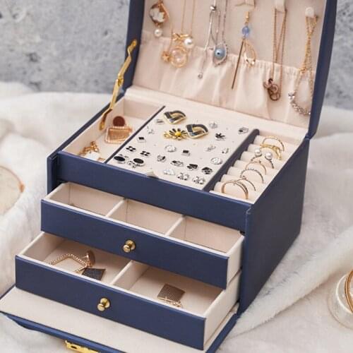 Creative Drawer Portable Jewelry Box Three-layer Multi-Lattice Compartments Storage Gifts For Family and Friends