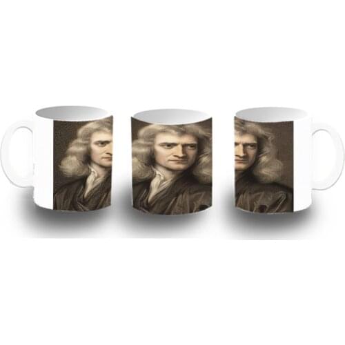 MERCHANDMANIA plastic mug ISAAC NEWTON portrait INVENTOR coffee original breakfast cocktail