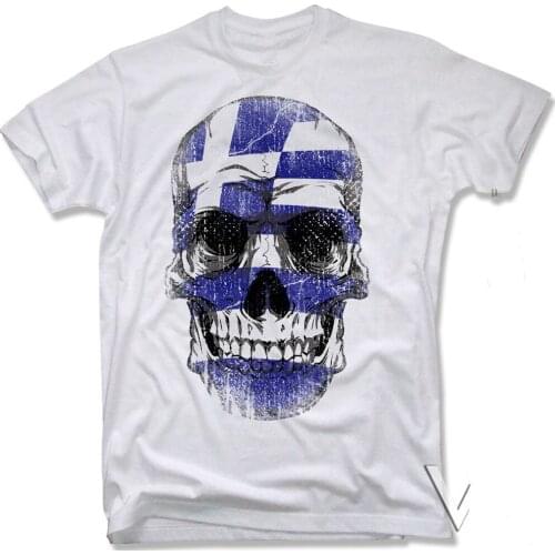 Greece Skull Flag Mens T-Shirt. Summer Cotton Short Sleeve O-Neck Unisex T Shirt New S-3XL