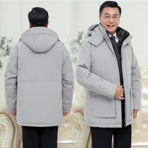 QUANBO 2020 New Arrival Winter Warm Mens Jackets Middle-aged Father Hooded Thickened Parka Jacket Male Puffer Coat Big Size