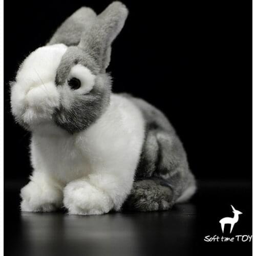 Soft Pet Rabbit Plush Doll Real Life Gray Dutch Rabbits Model Nice Toys For Girl Birthday Gifts Good Quality Present Shop