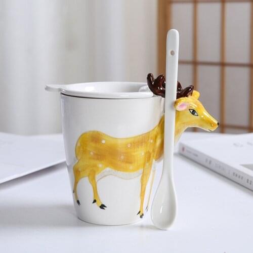 Creative new cartoon ceramic cup holiday gift coffee cup fashion 3D animal souvenir mug milk cup