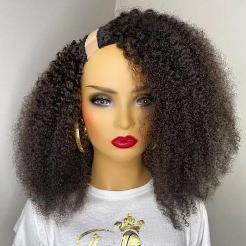 100% Unprocessed 250Density Kinky Curly U Part Wigs 100% Human Hair Middle Open U Part Wig Glueless Virgin Curl Wig For Women