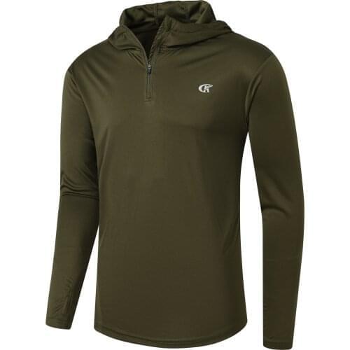 Polyester Mens UPF 50+ UV Sun Protection Athletic Hoodie Thumb Long Sleeve Fishing Shirt