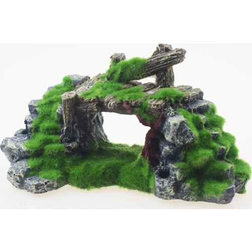 Aquarium Resin Moss Bridge Fish Play Cave Decor for Fish Tank Aquarium Ornament Landscape Underwater Ornament Decor Moss Cave