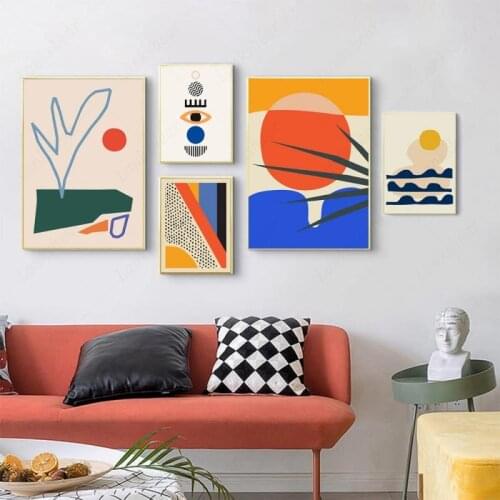 Scandinavia Posters Geometric Abstract Scene Canvas Painting Multicolored Print Modern Wall Art Pictures for Gallery Home Decor
