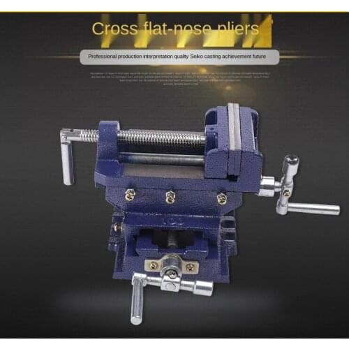Two-Way Movement Bench Drill Operating Platform Flat Tongs Precision Bench Vise Clamp Tool Heavy Duty Cast Iron Plain Vice