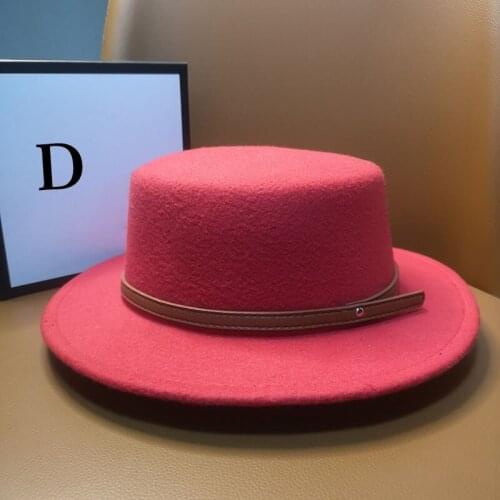 HT223 Wide Brim Church Derby Top Hat Panama Solid Color Felt Fedoras Hat for Men Women artificial Blend Jazz Cap
