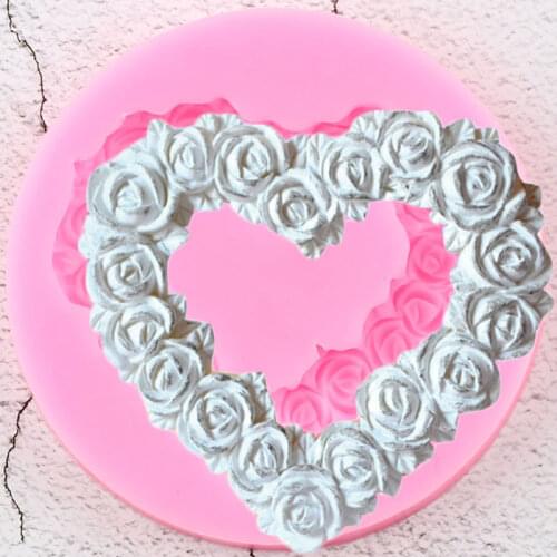 Heart Rose Wreath Silicone Mold Cake Decorating Tools Cupcake Topper Fondant Mold Soap Resin Clay Candy Chocolate Gumpaste Mould