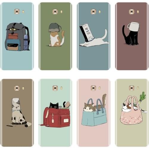 For Samsung Galaxy C5 C7 C8 Phone Case Silicone Kawaii Cat Cute Animal Pink Cartoon Soft Back Cover For Samsung C9 C7 C5 Pro
