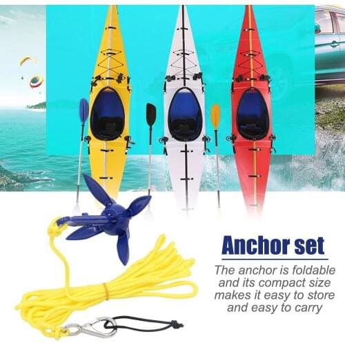 Boats Folding Anchor 4 Tines Aluminum Compact Anchor Buoy Kit Bag Marine Rope For Canoes Kayaks Sailboats