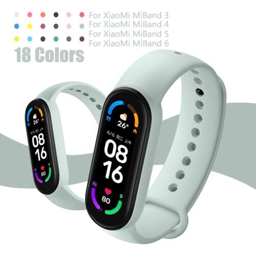 Solid Color Silicone Sports Straps For XiaoMi Mi Band 6 Soft Strap Wrist for mi band 3 4 5 6 Smart watch wrist strap For Band 3