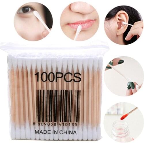 Taote teemo 100pcs Disposable Double Heads Makeup Cotton swabs Eyelash Extension Glue Removing tools Cleaning care cotton swabs