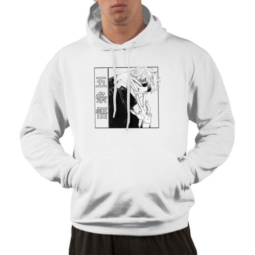 Jujutsu Kaisen Hoodies Men Harajuku Cotton Anime Manga Satoru Gojo Hooded Pullovers Autumn Sweatshirt With Pocket