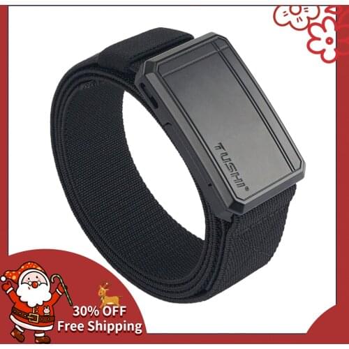 TUSHI 2022 Hot Sell High Grade Elastic Men Belt 125cm*3.8cm Nylon Weave Tactical Male Waistband Magnetic Quick Release Buckle 26