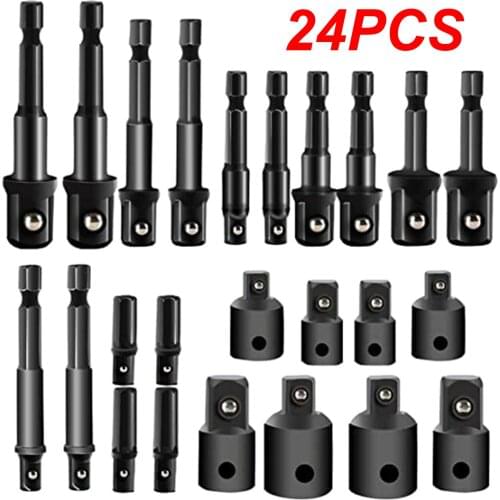 KKMOON 7pcs / 8pcs / 16pcs / 24PCS Impact Extension & Socket Adapter H-ex Shank Drill Extension Bit Socket Set Kit Portable