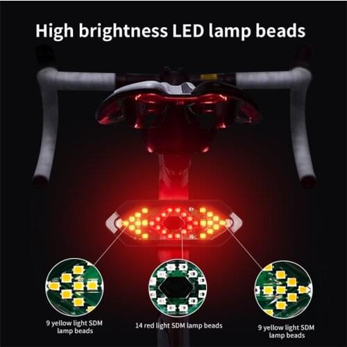 Cycling Bike USB Smart Tail Light Remote Control Indicating Turn Signal Safety Warning Tight MTB Road Bicycle Accessories LED