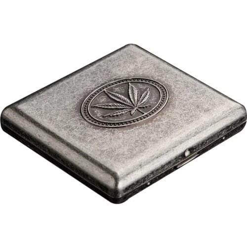 20 Cigarette Vintage Silver Female Hemp Leaf Cigarette Case Metal Cigarette Box Portable Waterproof High-Grade Creative Gift
