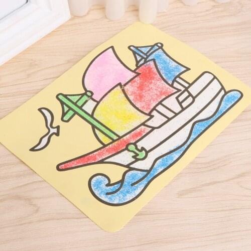 Y1UU Color Sand Painting Creative Art Yellow Paper Drawing Tools Crafts Kids Toy
