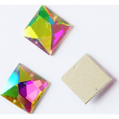 YANRUO 2308TH Square Mirror Small Pack Crystal AB Sewn Stones Glass Crystal Sew On Rhinestones Stones For Wedding Dresses
