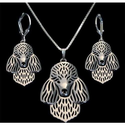 Lovers' Metal Pet Dog Jewelry Set Womens Alloy Poodle Jewelry Set