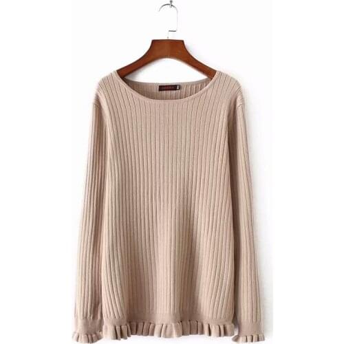 Plus size Elastic pullovers knitting Autumn winter women sweaters 2019 gray & Khaki & black long sleeve O-Neck ladies pull femme
