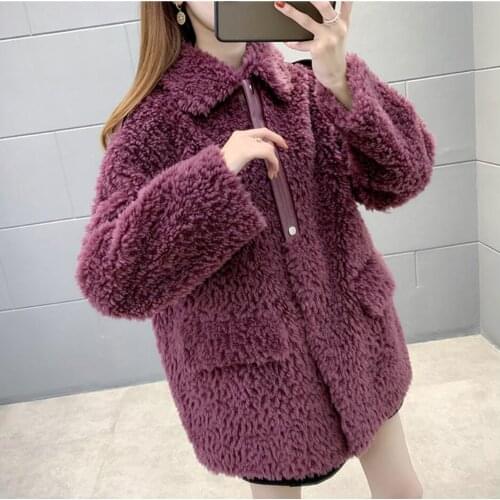 Sheep shearing coat womens mid-length 2021 new autumn and winter fashion lamb hair particle coat fur one-piece fur coat