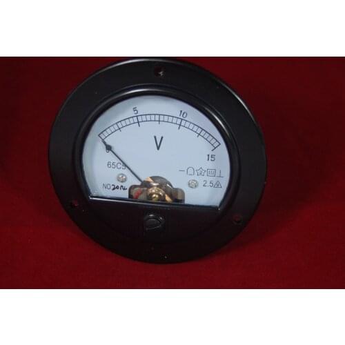 1pc DC 0-15V Round Analog Voltmeter Panel Voltage Meter 65C5 Diameter 90MM 15V DC No need Shunt