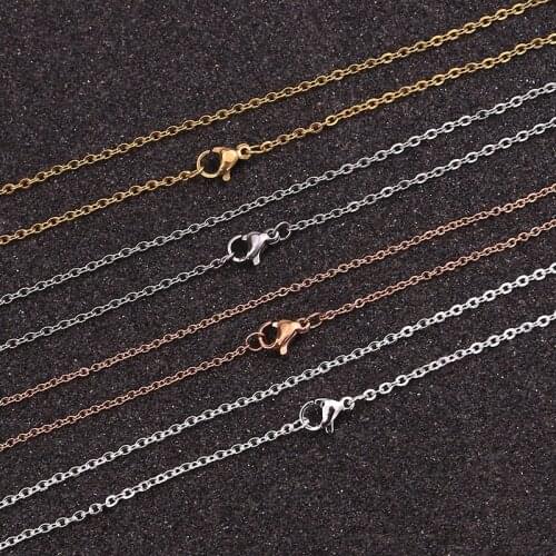 10pcs/lot Stainless Steel Link Black Rose Gold Steel Chains Necklaces for Woman DIY Jewelry Suit Wholesale Bulk Cubana Chain