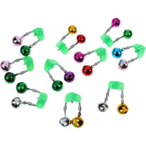 10Pcs Fishing Bite Lures Alarms 2 Bells Easy Clip on Rod Tip Alert Ring Fishing Rod Bell Replacement Tackles Fishing Tools