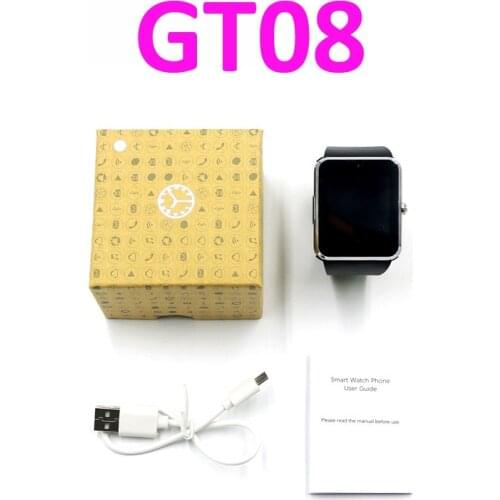 100pcs GT08 smart watch Clock Sync Notifier SIM relogios Bluetooth for Apple iPhone Android Phone watch pk dz09 smartwatch
