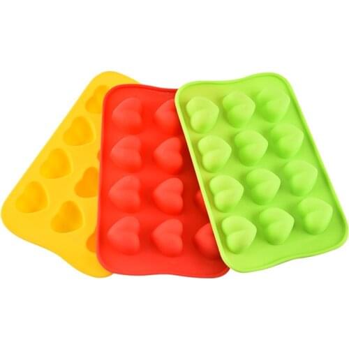12-Cavity Heart Shape Silicone Mold Ice Cube Tray, Chocolate Candy Mold, Stackable Durable and Dishwasher Safe, Random Color
