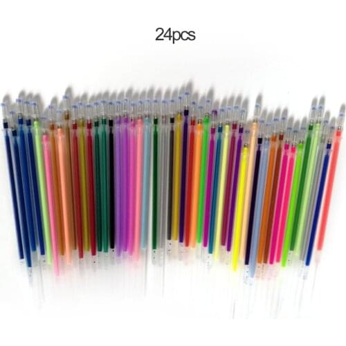 24 Color Colorful Gel Pen Fluorescent Refills Color Cartridge Flash Pen Smooth Ink Painting Graffiti Pens Student Stationery