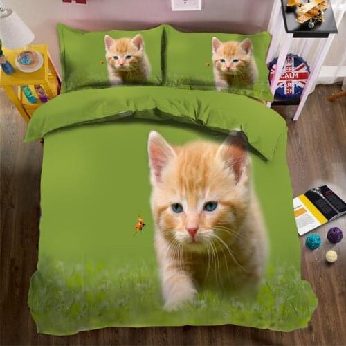 4/6pcs Luxury bedding set 3D cat duvet cover sets Us size super King bed linen bedclothes