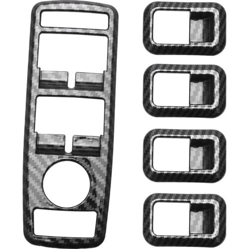 5Pcs Car Auto Carbon Fiber Window Switch Button Trim Cover Frame For Mercedes Benz A B C E Cla Gla Glk Ml Gle Class W204
