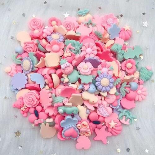 6Pcs 10-20types 20mm Mix Cartoon Resin Material Charms Diy Handmade Hearts Hat Sunflower Jewelry Making Earring Accessories