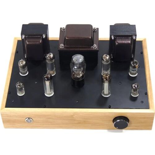 6BQ7 push 6BQ5 6P14 EL84 single-ended tube power amplifier with 6E2 cat-eye level indicator. Frequency response 35-22KHz ±2db