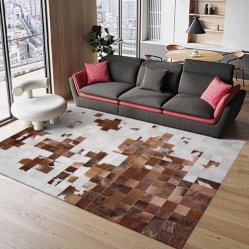 American style cowhide patchwork area rug big size genuine cow skin fur carpet plaid decorative living room carpet SALES