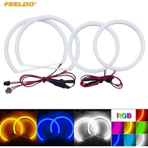 FEELDO 2X120mm 2X146mm Car Xenon Cotton Angel Eyes Halo Ring Light DRL For Mitsubishi Lancer X Headlight #HQ988