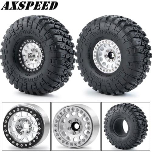 AXSPEED RC Car 1.9inch Wheels Hubs and Rubber Tyres Skin Kit for 1:10 Axial SCX10 II 90046 RC Rock Crawler Car Wheel Rim Parts