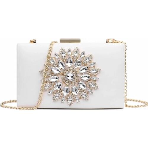 White Women Clutch Bag Wedding Clutch Purse Bridal Evening Crystal Bags for Women 2021 Luxury Small Crossbody Bags Dinner Purse