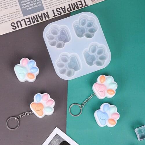 Shiny Glossy Silicone Resin Molds Cat Paw Silicone Mold DIY Keychain Pendant Jewelry Epoxy Resin Crafting Molds