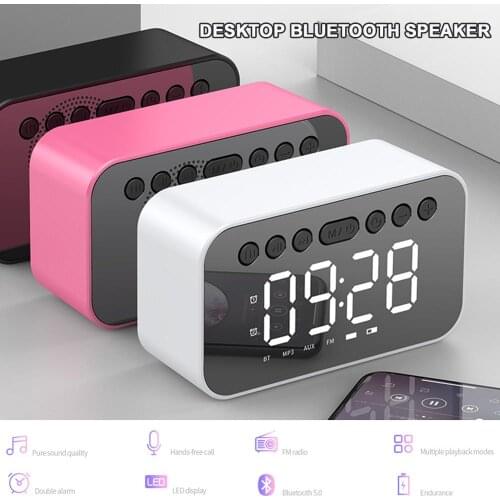 Bluetooth Speaker With LED Display Dual Alarm Clock Desktop Multi-Function Speaker FM Radio 3 Different Brightness Multiple Mode